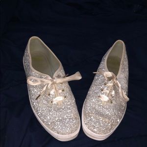 Kate spade white glitter keds